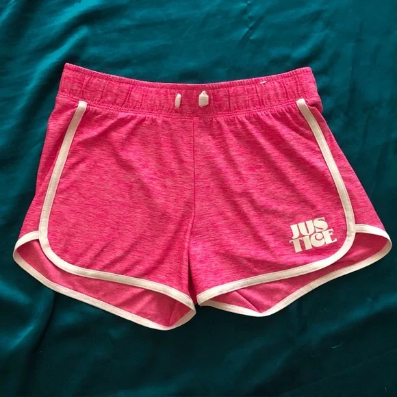 Bundle of 3 pairs of Justice Girl’s Active Athletic Shorts Pink Blue Peach Sz 10