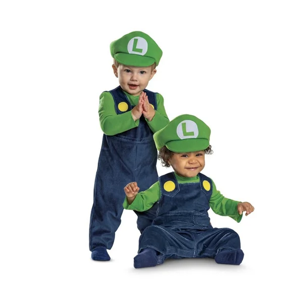 New Super Mario Bros. Luigi Halloween Costume for Infant, Size 6-12M by Disguise