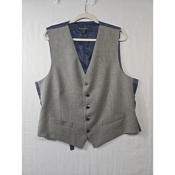 Brooks Brothers Regent Suit Vest Men‎ 44 R Blue Wool Adjustable Tuxedo Button