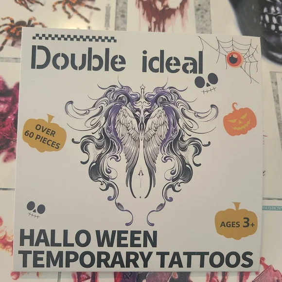 Halloween Temporary Face Tattoo Sticker 3D Zombie Scar Fake Bloody Wound