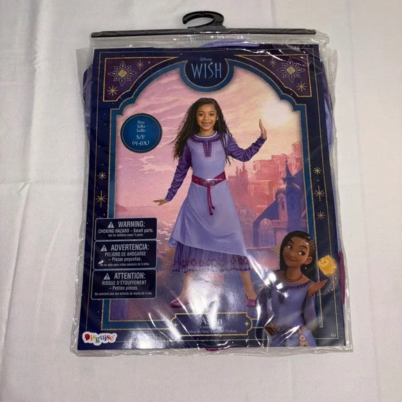 Disguise Disney Wish Asha Costume Dress Girls Size Small 4 6X Purple Outfit