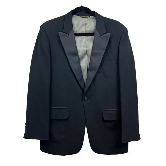 Evan Picone Mens Blazer Suit 1 Button Vented Lined‎ Flap Pockets Size 40 R