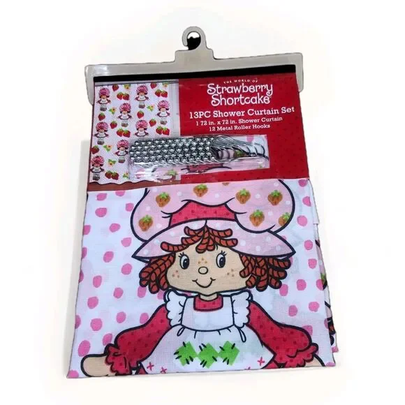 Strawberry Shortcake Shower Curtain Set‎ 13pc 72x72 with 12Metal Hooks NEW