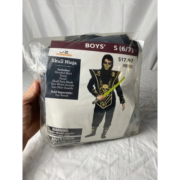 Celebrate Skull Ninja Costume Boys' Size Small 6/7‎ Halloween