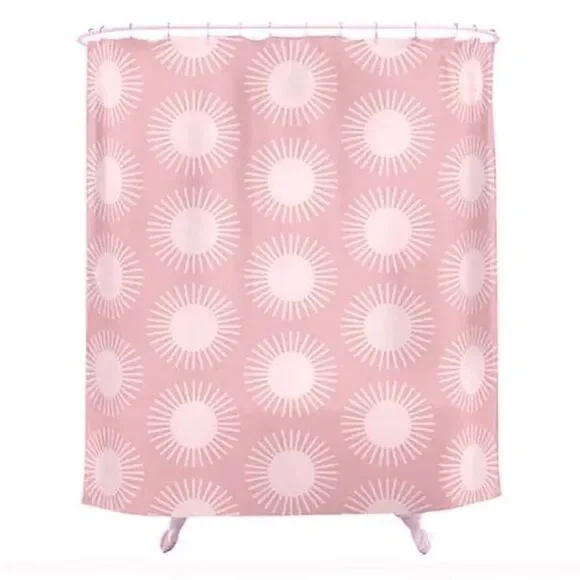 NWOT Society6 Pink Soleil Sun Pattern Designer Shower Curtain 69