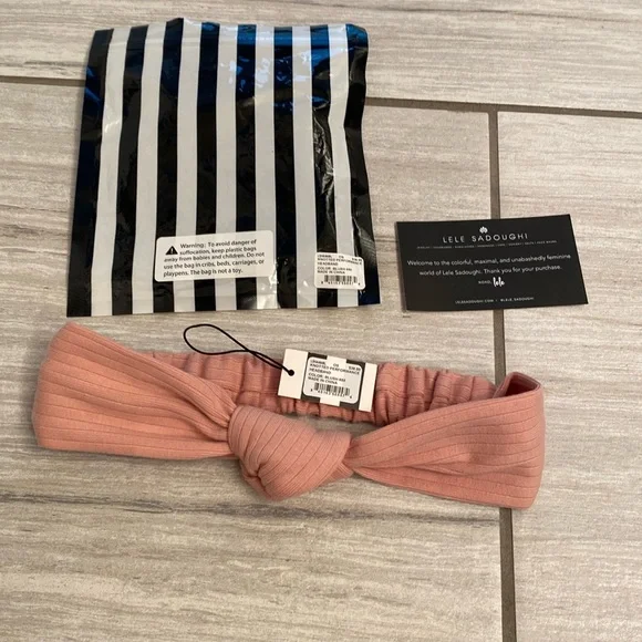 Lele Sadoughi Knotted Performance Headband Blush NWT