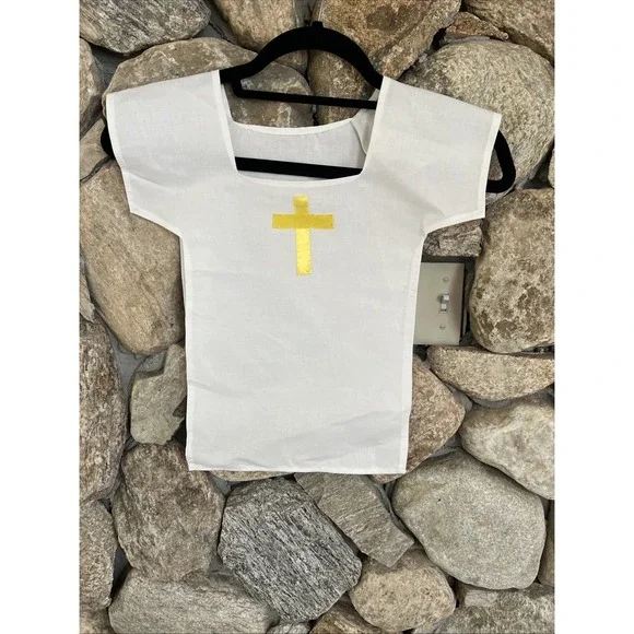 Kids Religious Costume Child Medium Bib Over-shirt, Yellow Cross, Alter Boy