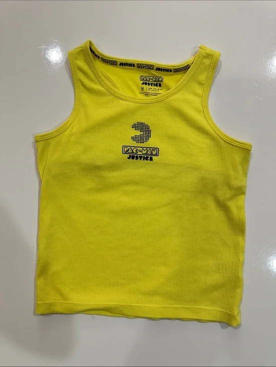 Justice Yellow Ribbed Pac-Man Tank Top for Kids