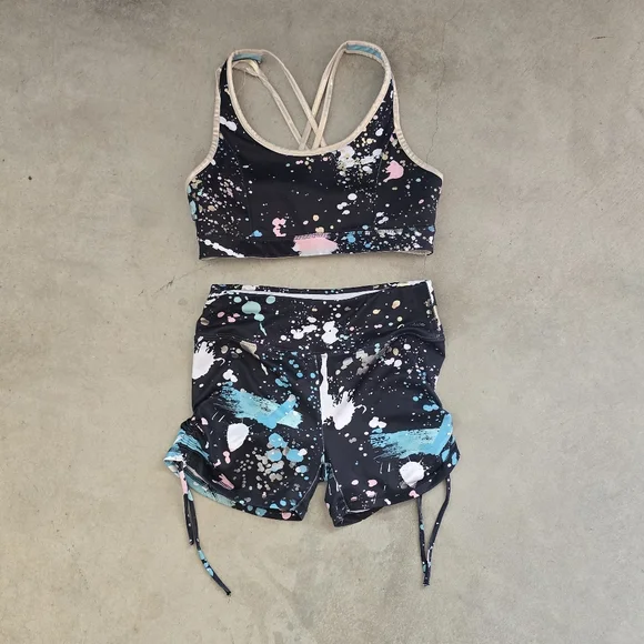 Justice | Black and Blue Sports Bra eith matching short size XL (16/18)