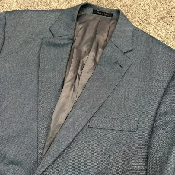Lauren Ralph Lauren Blazer 43R Blue Micro Pattern Two Button Sport Coat