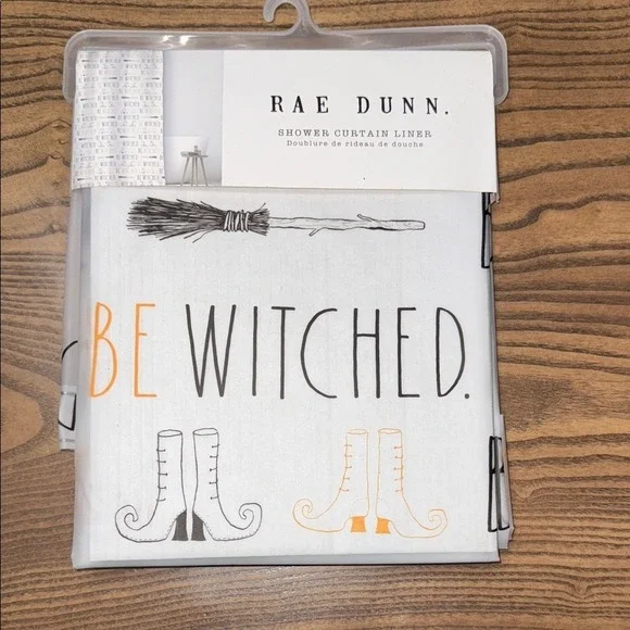 Rae Dunn Bewitched Shower Curtain with‎ Orange and Black Accents