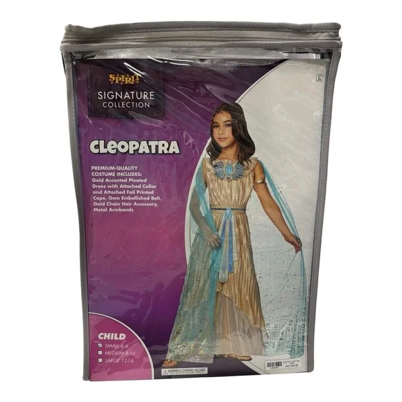 Spirit Halloween Cleopatra Costume Child Small 4-6 NWT 6 Piece Stunning‎