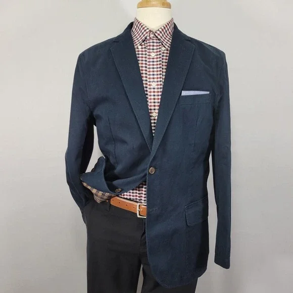Daniel Cremieux Men's Sport Coat Blazer Two Button Navy Cotton Twill Size Large‎