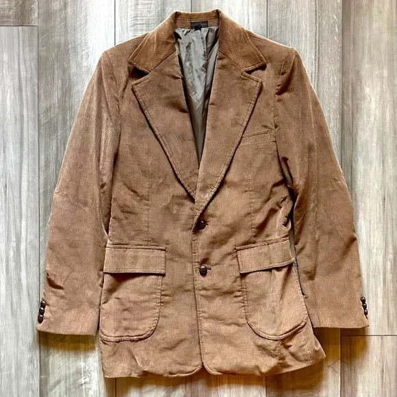 Vintage Montgomery Ward Men’s Corduroy Blazer Brown Size 38L Made in Hong Kong