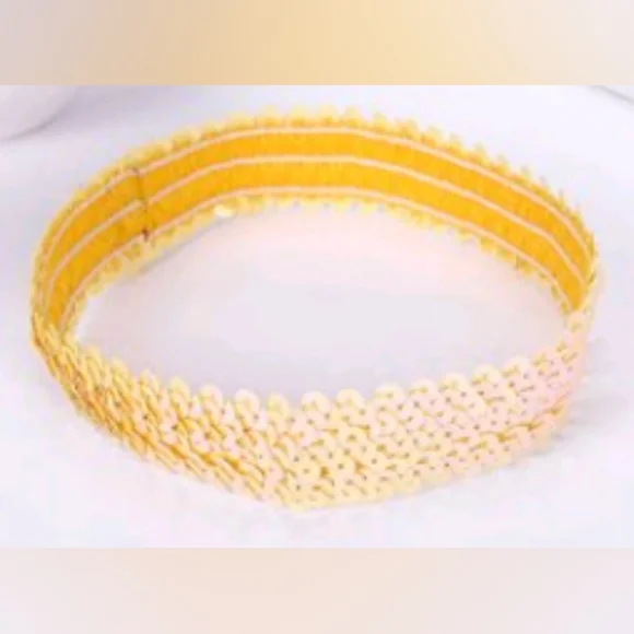 Women's Sequin Elastic Headband Yellow NWT