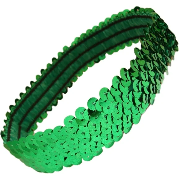 Women's Sequin Elastic Green Headband NWT