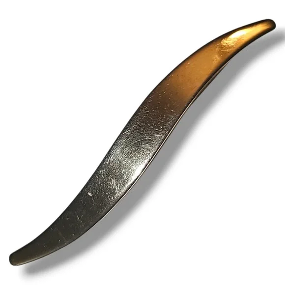 Vintage Rivera Gold Tone‎ Curved Metal Barrette Hair Clip Signed 3