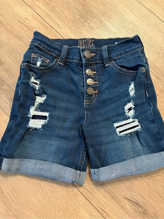 Justice Rolled Cuff Denim Shorts