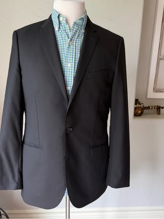 J. Crew Men's Two Button Loro Piana Black Wool Ludlow Jacket Size 40L