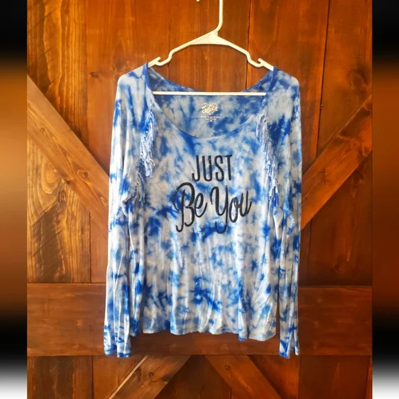 Justice tie dye fringe glitter top 20