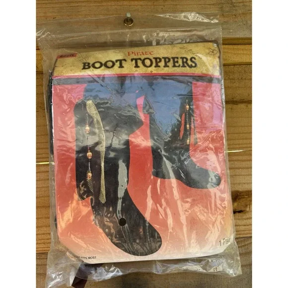 Adult Pirate Boot Cover Topper Black One Size‎ Fits Most Adults