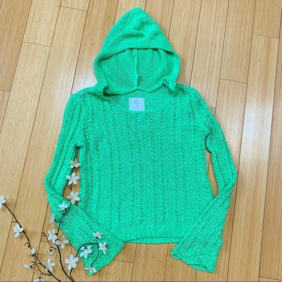Justice Soft Green Hooded Sweater, 14.