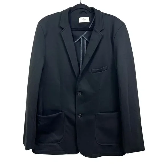 Civil Society Mens Knit Sports‎ Coat Notch Collar Double Vented Pockets Black XL