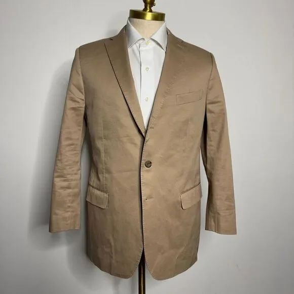Indochino 40R Blazer Sport Coat‎ Mens Solid Brown Cotton