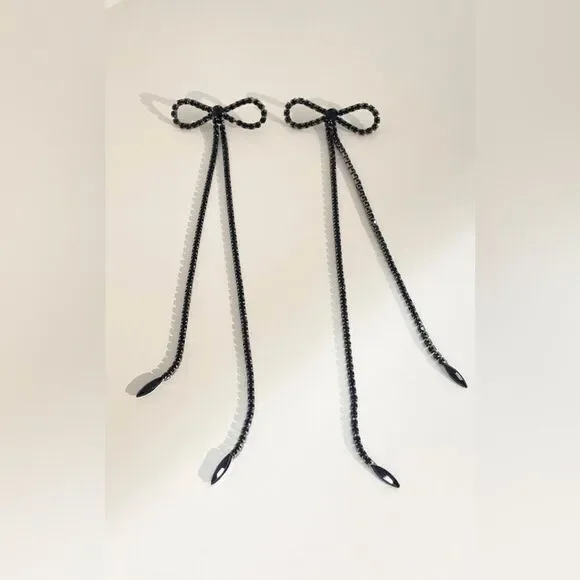 Elegant Black Bow Earrings A987