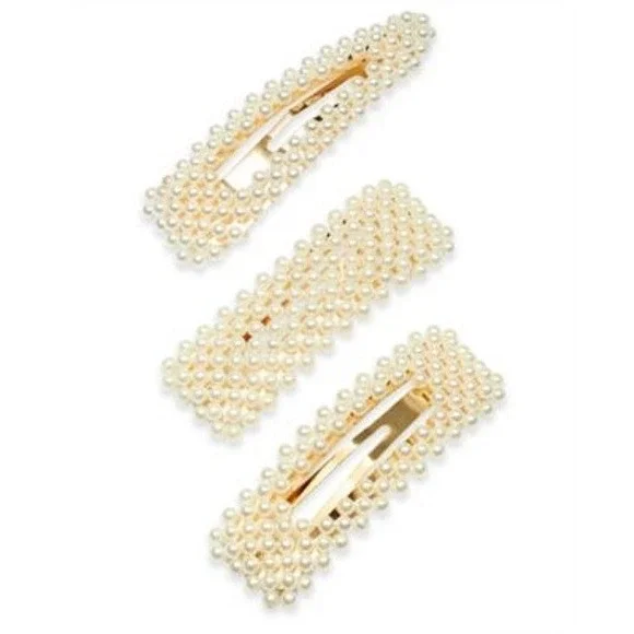Inc Hair Clips Gold-Tone 3-Pc. Imitation Pearl 3