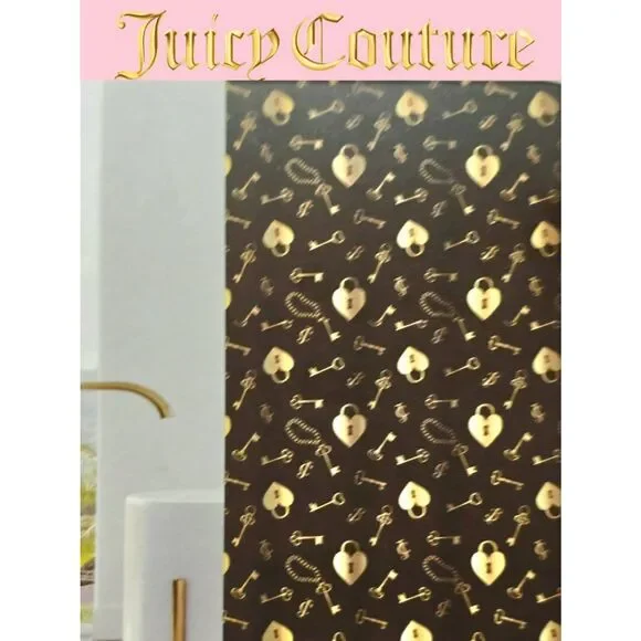 Juicy Couture Home JC Logo Heart Lock & Key Fabric‎ Shower Curtain w/Hooks