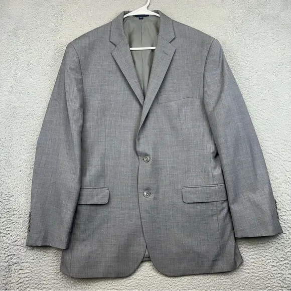 Jos A Bank Blazer Mens 43R Gray Slim Fit Wool 2‎ Button Suit Jacket Business