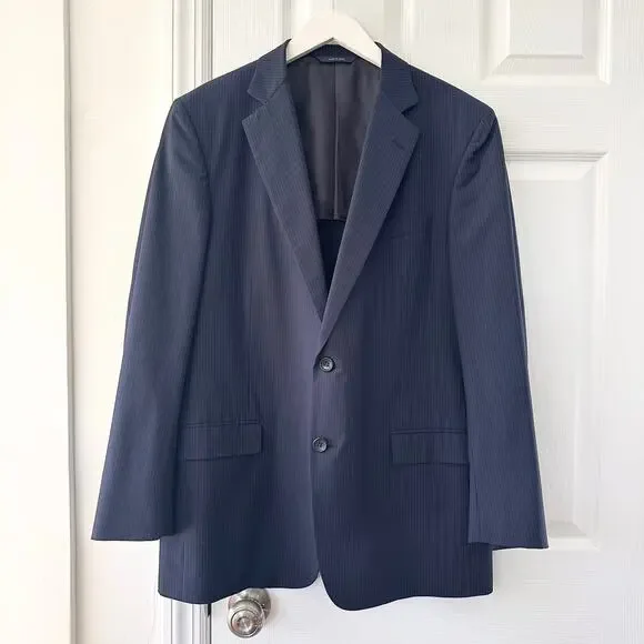 Brooks Brothers Brookscool Navy Blue Pinstripe Fitzgerald Full Canvas Blazer 42R