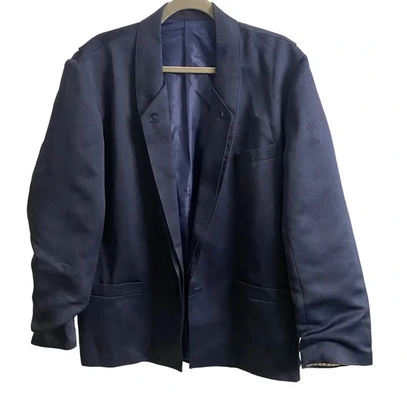 60s Claude Riviere Paris Navy Blue Blazer Jacket Made in France Size 44 Vintage