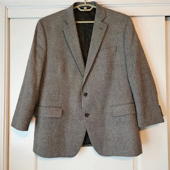Stafford Two Button Sport Coat‎ Mens 48 Reg Black Merino Wool Classic Fit Blazer