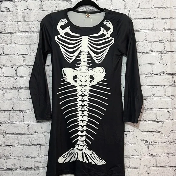 Halloween Girl's Fishbone Skeleton‎ dress Youth size XL