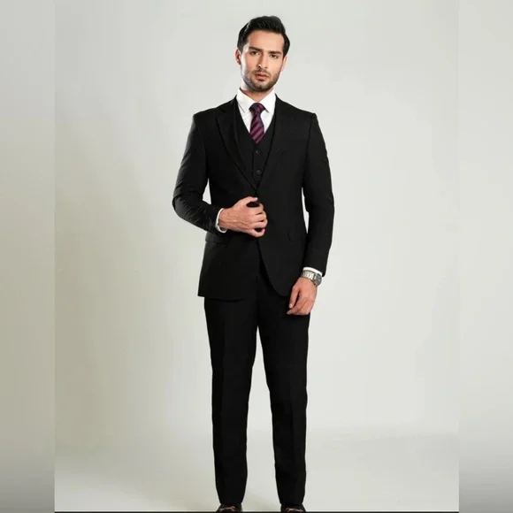 Lawrencepur Black Wool Blend Blazer Jacket Size 50R Classic Tailored