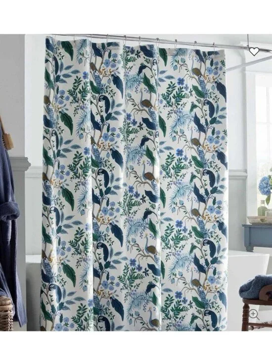 Nordstrom Floral Ivory Blue Peacock Rifle Paper Co Shower Curtain 70