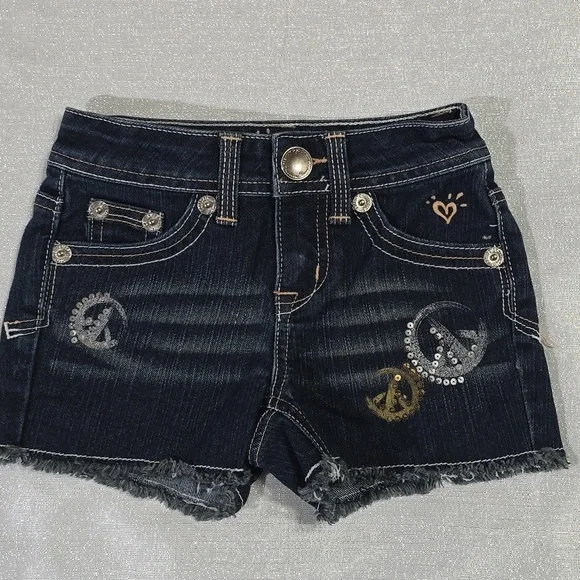 Justice Dark Blue Jean Shorts with Embellishments