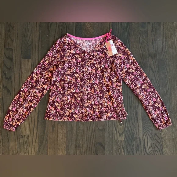 Justice girls long sleeve floral top size xxl nwt