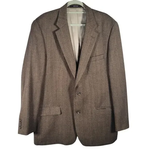 Vintage Etienne Aigner 100% Lambswool Herringbone Sport Coat Blazer 44L