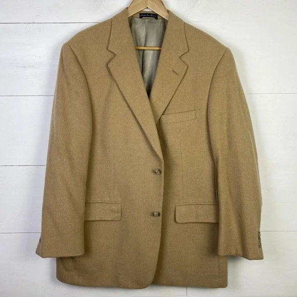 Roundtree & York Mens Blazer 42R Beige 100% Camel Hair Sport Coat Lined Jacket