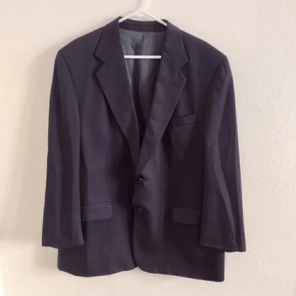 Moores Gabardine 100% Wool Classic Suit Jacket Lined Black Mens 46 Reg