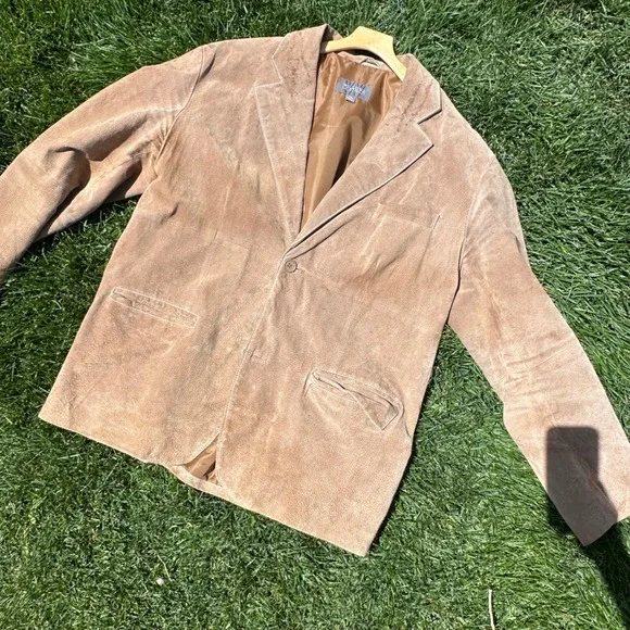Wilsons Leather Mens XL Suede Blazer Jacket Tan Brown Two Button Sport Coat