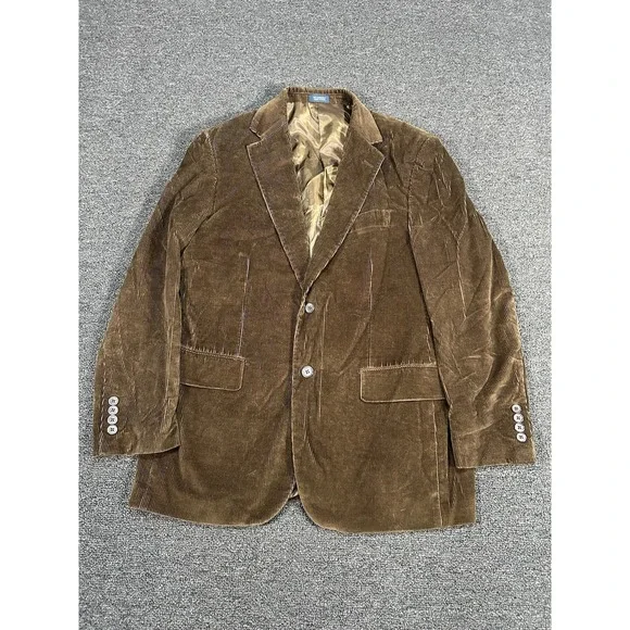 Saddlebred Corduroy Blazer Men's 40S Brown Western Lined 2 Button Cotton Pockets