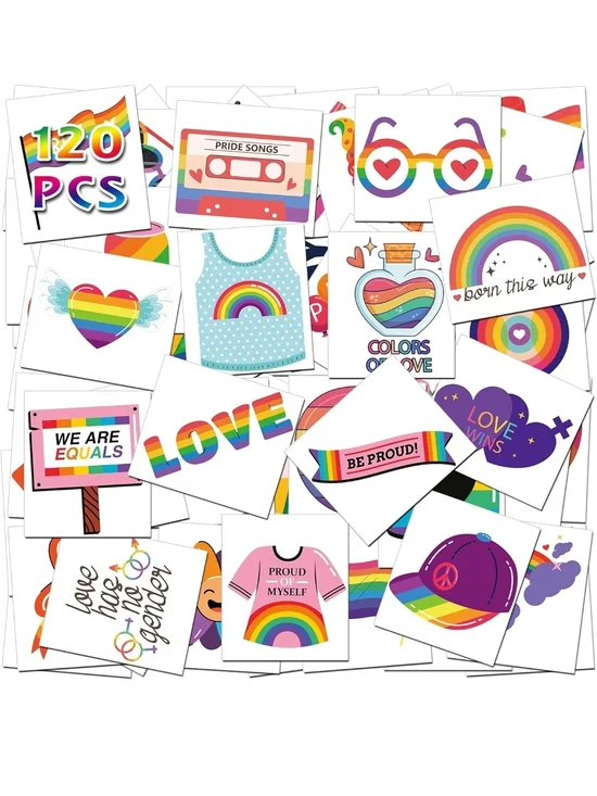 Rainbow Pride Party Tattoos - 120 PCS