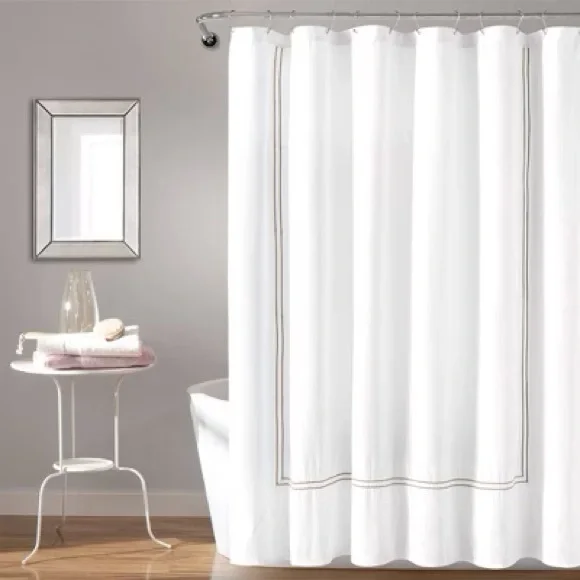 NWOT Hotel Collection Shower Curtain with triple embroidered Border