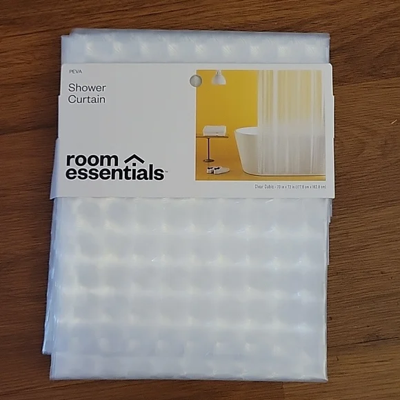 Room Essentials Peva clear cubic shower curtain waffle texture  70x72