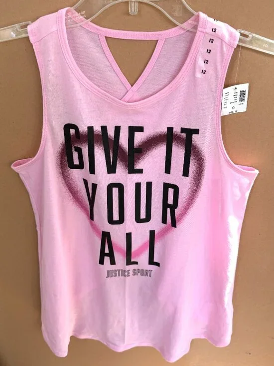 NWT Girls Justice Active Pink Tank Top 