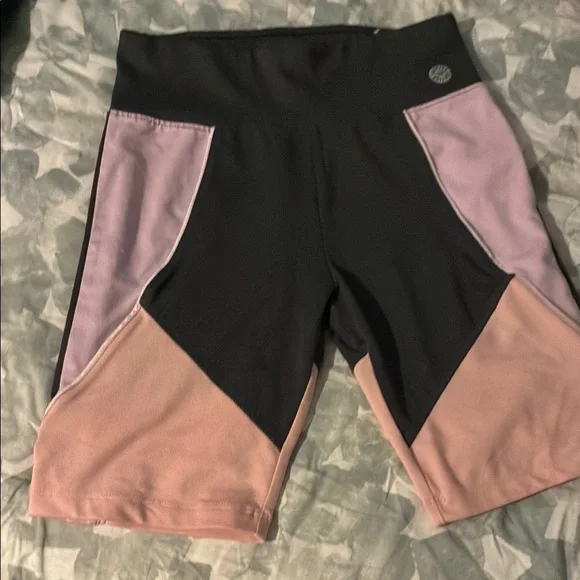 Justice Black and Pink Bike Shorts Sporty Color Block